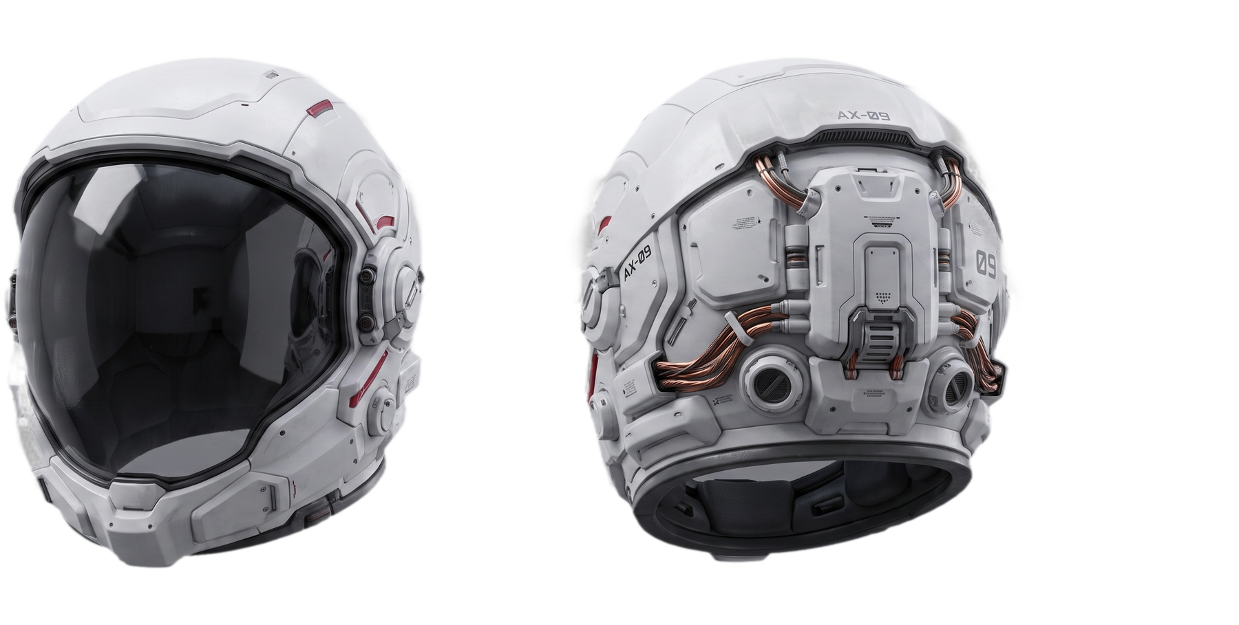 AX-09 helmet, front and back